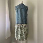 Vintage ‘90s Denim & Floral Print Rhinestone Embellished Knee Length Dress Blue Size M Photo 5
