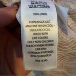 Tahari  100% Linen Button Up Blouse White w/ Leaf Pattern in Brown & Lavender Med Photo 2