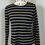 Ralph Lauren LAUREN  Black Gold Stripe Metallic Long Sleeve Crew Neck Top Shirt M Photo 0