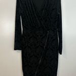 Rachel Roy Black Burnout Floral Long Sleeve Zipper Tulip Sheath Dress Size XL Photo 1