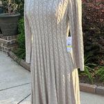 J Howard Sweater Dress Cable Knit Light Tan Womens Medium Photo 6
