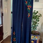 Judith March  NWOT High Rise Wide Leg Flare Pants with Floral Embroidery Photo 0