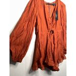 Lulus NEW  Burnt Orange Romper Flowy Boho Size Large Long Sleeve Balloon Photo 1