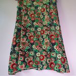 Untuckit Size 12 Floral Green and Red Midi Dress Button Up Short Sleeve Photo 7