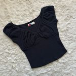 Free People FP Beach Anette Top Crinkle Sweetheart Neck Cap Sleeves Black Sz M Photo 1