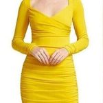 Cinq à Sept NWOT cinq a sept Women's Yellow Miah Long Sleeves Ruched Mini Dress Size 2 Photo 0