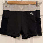 EUC Rebel Athletic Iconic Holo Glitter Waistband Athletic Shorts Black Photo 0