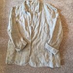 Eileen Fisher Linen Blazer Womens Large Gray Silver Metallic Fitted Jacket Photo 3