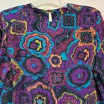August Silk Silk Blouse Vibrant Paisley Floral Print Short Sleeve Top Retro Y2K Photo 2