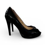 Cole Haan Black Patent Leather Peep Toe Platform Stiletto Heels NikeAir Size 10B Photo 0