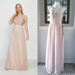 Mori Lee  Blush Gown Lace & Sequin Maxi Open-Back Dress Pink Size 10 New w/Tag Photo 1