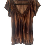 Agenda‎ Y2k Women's Size Large Brown 2000s V Neck Blouse Photo 0