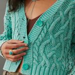Anthropologie  Pilcro Cable Knit Cardigan Sweater Mint Green Women's Size XS Boho Photo 1