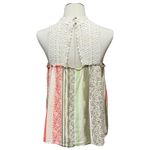 CAbi Whisper Gauze Sleeveless Floral Lace Top Cream Sage Green Pink Small Photo 4