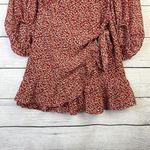 Princess Polly Dalko Mini Dress Red Floral Balloon Sleeve Ruffle Women's Size 4 Photo 2