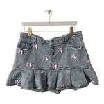 Sweet Society Light Blue Denim & Pink Bow Pleated Mini Skirt Plus Size 1 Photo 4