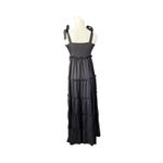 Boohoo  Black Ruffle Tier Tie Shoulder Maxi Dress Women’s Size 6 NWT Photo 2