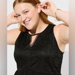 Torrid Black Mini Studio Knit Crew Neck Keyhole Lace Babydoll Tank Top - size 1 Photo 8