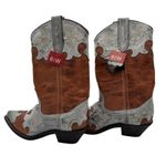 Rockin Country Cowboy Boots Cowgirl Brown Blue Leather Embroidered Women's 6.5 W Photo 1