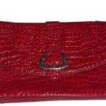 White House | Black Market Red Croc Embossed Large Clutch Photo 0