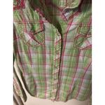 Ariat Brooke Fitted Pearl Snap Long Sleeve Lime Green And Pink Plaid Shirt W/emb Photo 1