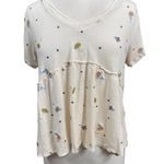 Miami Floral Embroidered Blouse Size L Cream Photo 0