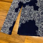 INC International Concepts Navy Blue & White Lace Print Long Sleeve Top Size XL Blue Photo 2