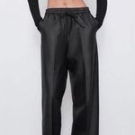 ZARA Blogger Favorite Black Faux Leather Straight Leg Pants Large Photo 0