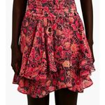 ALC Frank NEW ALC Vera Ruffled Floral Mini Skirt Pink Floral Gold High-Waist Rise Smocked Photo 1