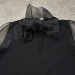 ZARA Black Organza Bow Tie Neck with Sheer Puff Long Sleeves Dress size XXL Photo 13