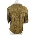 Free People Celia Olive Green Leopard Animal Print Tie Button Up Shirt Top Sz S Photo 1