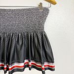 Lucky In Love High Tech Smocked Skirt Womens Size Medium Grey Diamond Geo Stripe Gray Photo 2