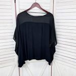 Thalia Sodi Sheer Shoulder Draped Batwing Sleeve Shirt Black Large Photo 6