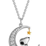 NWT Peanuts Snoopy Two Tone 18k Gold Plated Cubic Zirconia Pendant Necklace Silver Photo 0