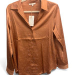 Skies Are Blue  Bronze Button Down Sparkly Shirt - Size S NWT Photo 0