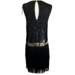BABEYOND Flapper Dress XL Long Fringe Showgirl Dress Roaring 20s Sequins Beaded Black Photo 2