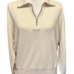 Uniqlo Size S French Terry Sweatshirt 1/4 Zip Cream Photo 0