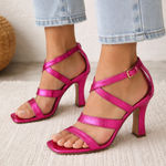 PARIS TEXAS Pink Metallic Crocodile Embossed Leather Pumps Size 7 Photo 0