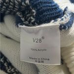 Christmas Sweater Ugly Holiday Crewneck Santa Reindeer Womens XL Blue Acrylic Photo 5