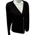 Mara Hoffman GYPSY Black Moto Jacket Sz M Off Center Zipper Pockets Peplum Back Photo 2