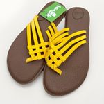 Sanuk Womens Yoga Salty Sandals Size 6 Yellow Brown Yoga Mat Footbed Casual Photo 0