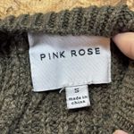 Pink Rose Olive Green Chunky Knit Cropped Sweater Cable Twisted Back Size S Cozy Photo 12