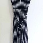 Wrap Striped Tie Midi Dress Blue Photo 2