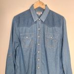 True Religion Denim Pearl Snap Shirt Womens Blue Western Cowgirl Classic XL Photo 1
