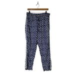 Anthropologie Beaded Scallop Drawstring Pants Womens M Navy White Coastal Boho Photo 1