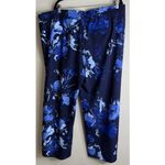 Isaac Mizrahi  Womens 2X Petite Blue Floral Wide Leg Ponte Pants Tropical Travel Photo 1