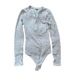 EXPRESS NWT  Gray Knit Long Sleeve Fitted Bodysuit Size S Photo 3