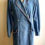 Vintage 90s D. Frank Denim Leopard Velvet Skort Romper Dress Shorts Jorts 12 Photo 0