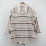 Foxcroft  NYC Women's Size 14W Beige Striped Linen Cotton Button Down Shirt Photo 5