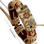 1pc Hemp Rope Braided Cowhide Faux Leather‎ Bracelet Brown Photo 4